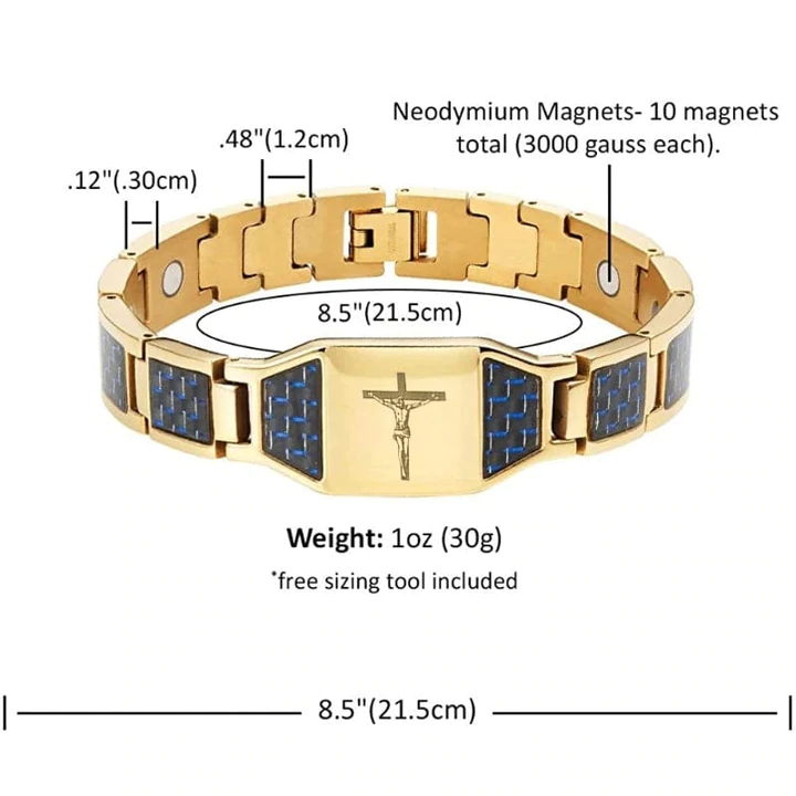 Men's Jesus cross magnetic carbon fiber titanium bracelet-BUNNYKACHU
