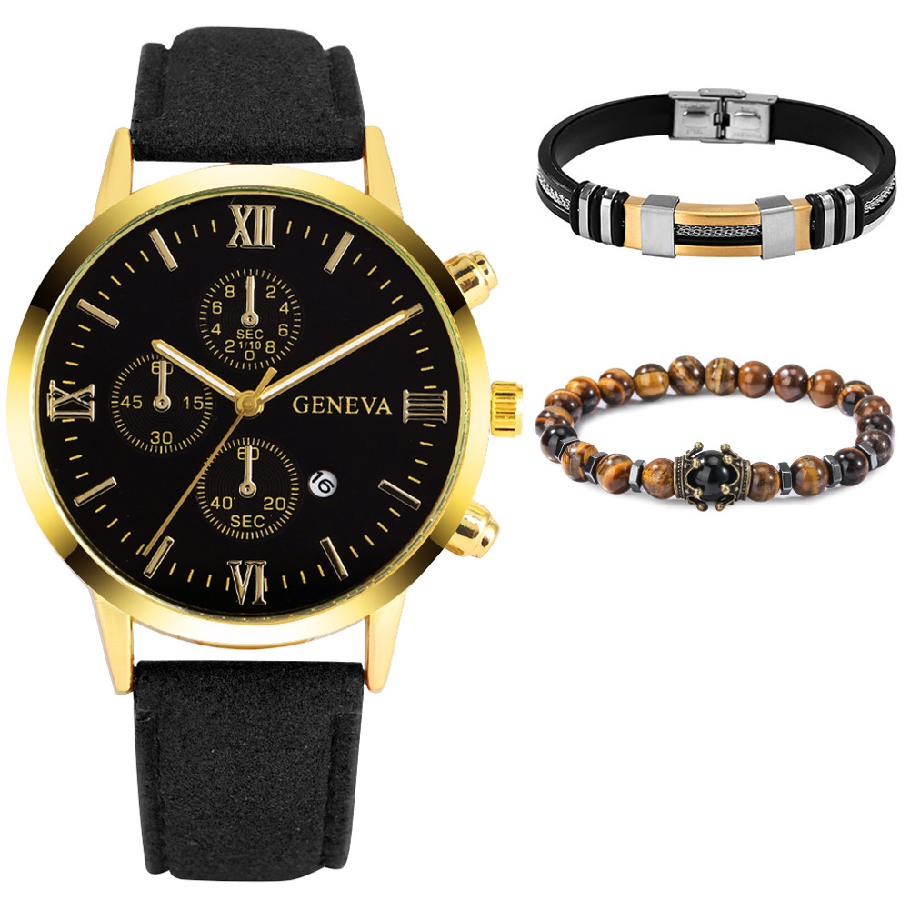 Men's watch and two elegant bracelets gift set of 3 pieces-BUNNYKACHU
