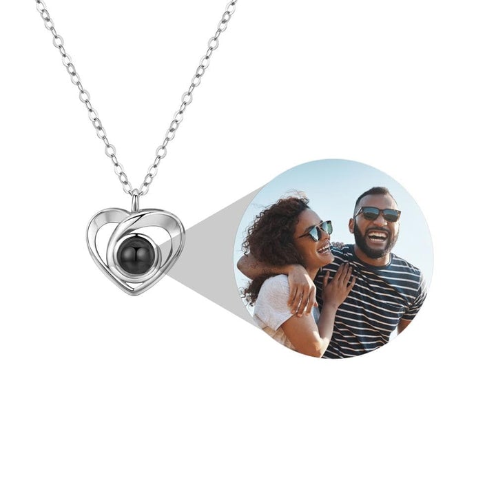 Personalized heart-shaped photo projection necklace-BUNNYKACHU