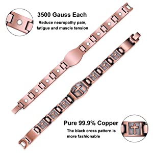 Red copper vintage magnetic therapy cross bracelet-BUNNYKACHU