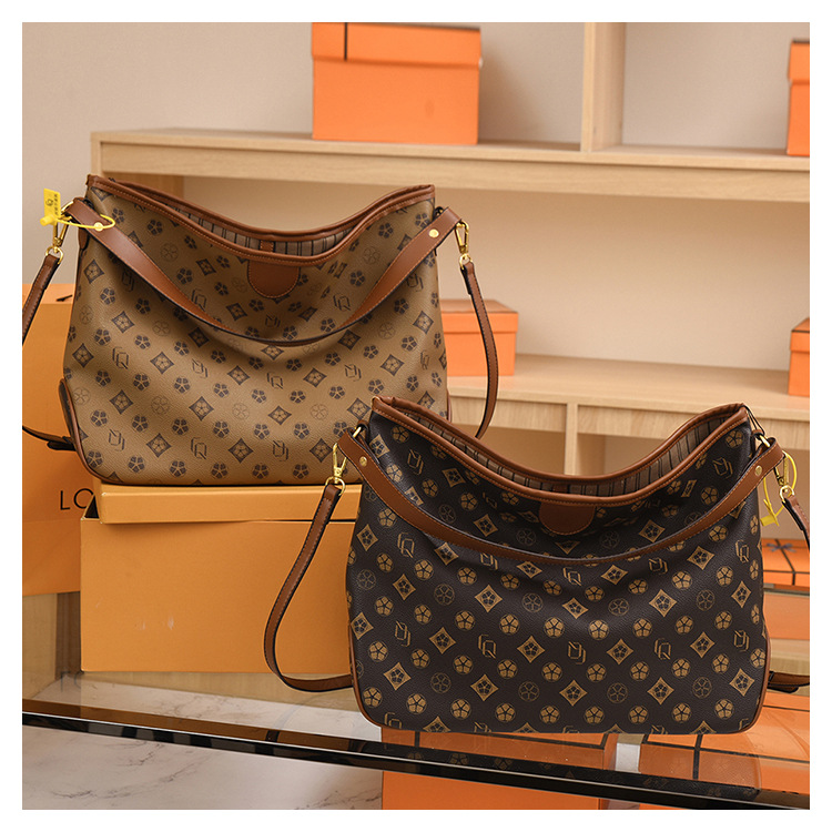 Fashion retro style old flower color ladies oversized capacity tote bag-BUNNYKACHU