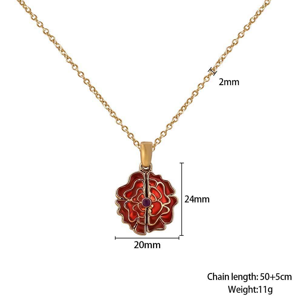 "Personalized Customized Necklace" Red Rose Delicate Petal Necklace-BUNNYKACHU