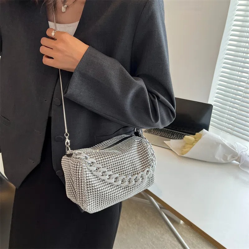 Fashion diamond woven shoulder bag ladies-BUNNYKACHU