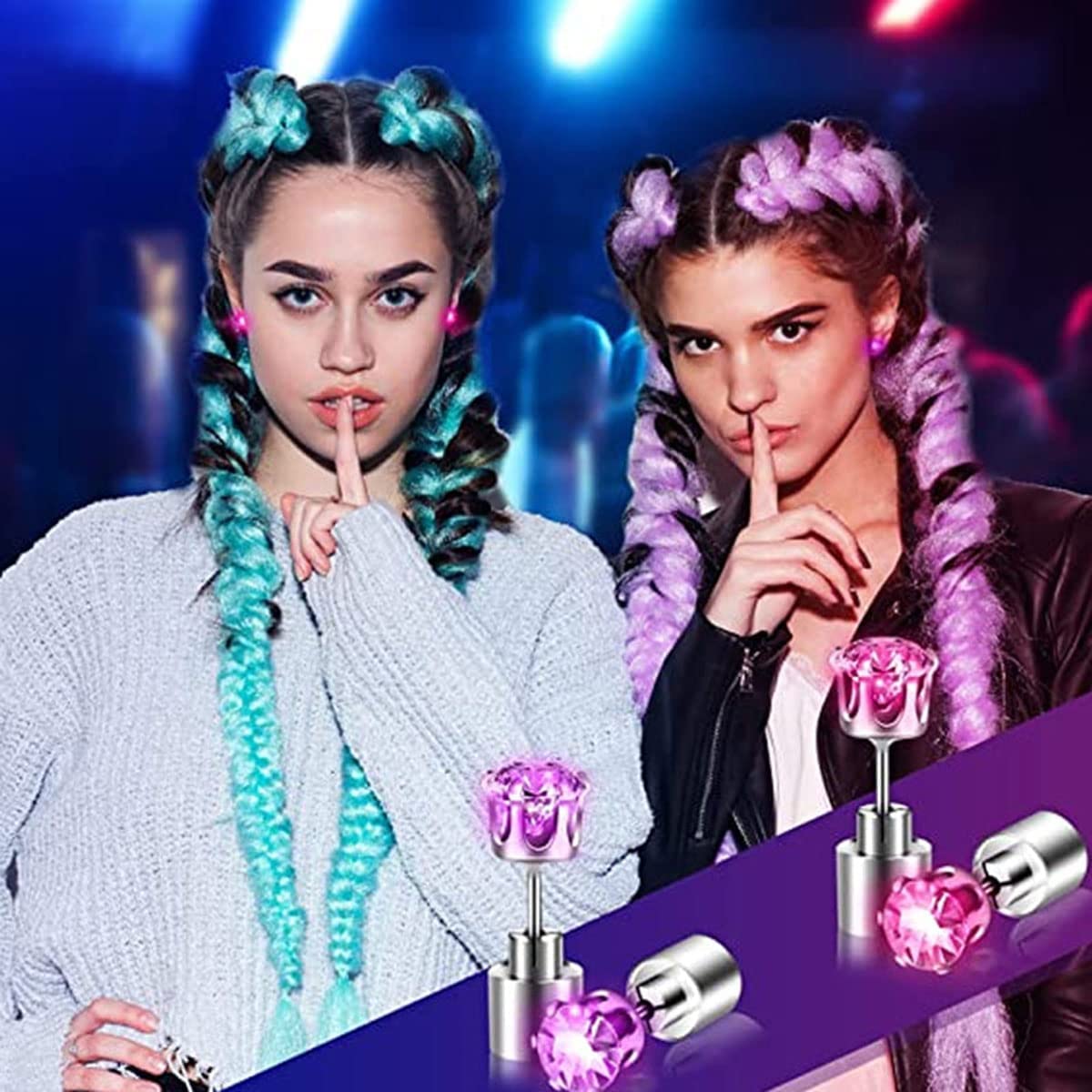 LED color-changing light-emitting earrings prom accessories jewelry-BUNNYKACHU