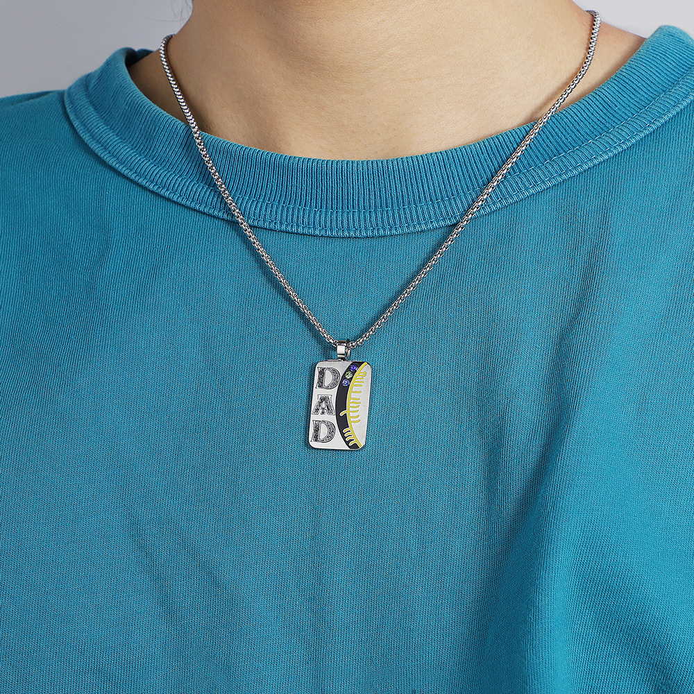 Vintage fashion personalized DAD shield diamond necklace-BUNNYKACHU