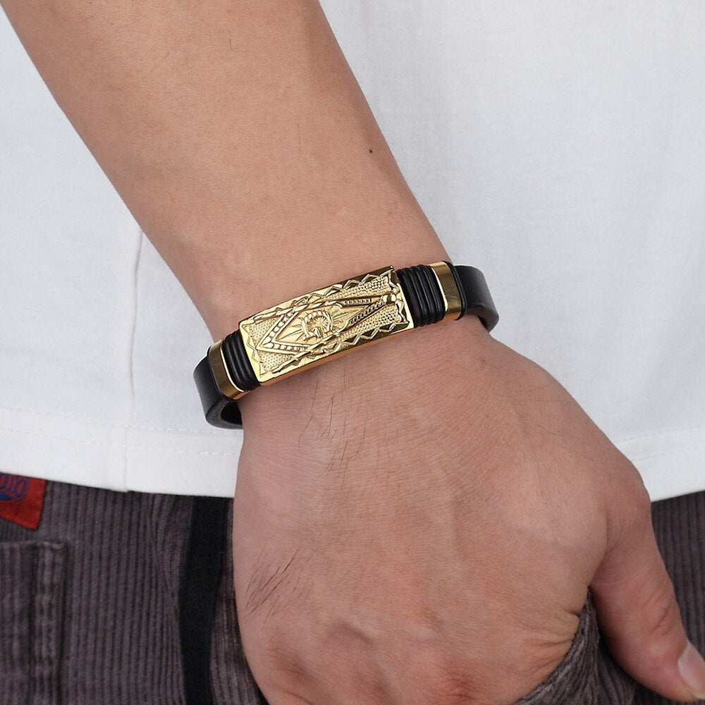 Genuine Leather Bracelet Gold-BUNNYKACHU