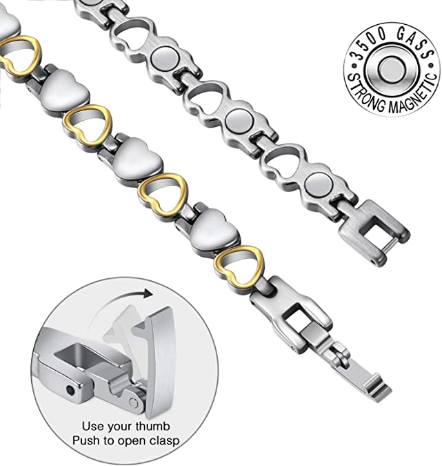 Women's titanium steel magnetic healing stone heart bracelet-BUNNYKACHU