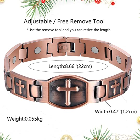 Red copper vintage magnetic therapy cross bracelet-BUNNYKACHU