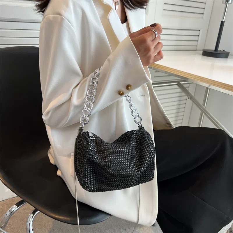 Fashion diamond woven shoulder bag ladies-BUNNYKACHU