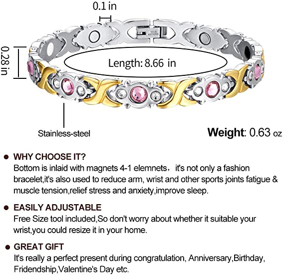 Ladies fashion titanium steel magnetic healing stone crystal bracelet-BUNNYKACHU