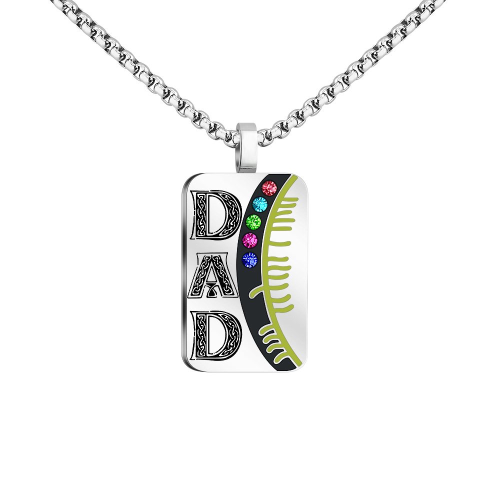 Vintage fashion personalized DAD shield diamond necklace-BUNNYKACHU