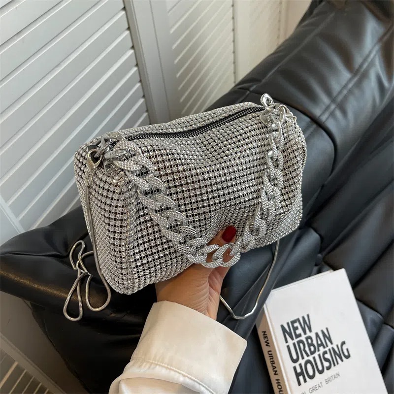 Fashion diamond woven shoulder bag ladies-BUNNYKACHU