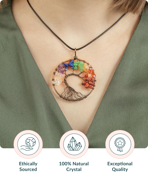 Copper Plated Crystal Tree of Life Necklace