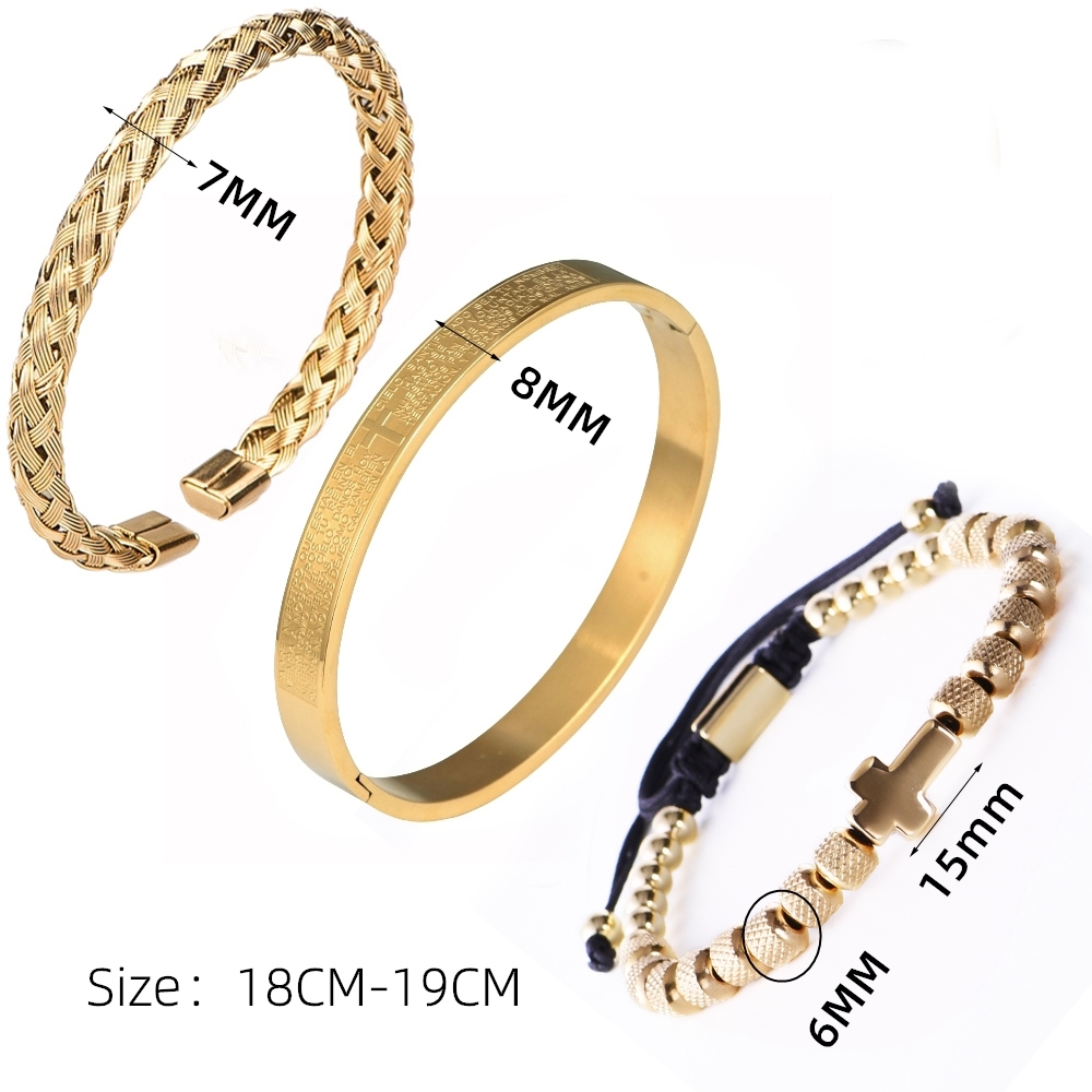 Men's Cross Bracelet 3-Piece Set-BUNNYKACHU