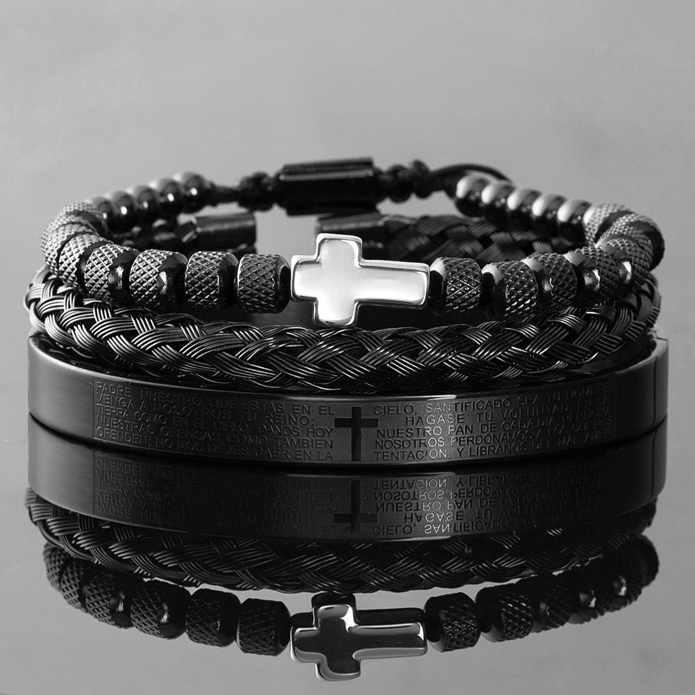 Men's Cross Bracelet 3-Piece Set-BUNNYKACHU