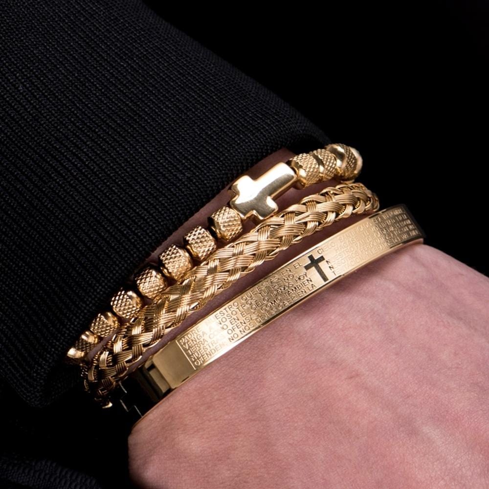 Men's Cross Bracelet 3-Piece Set-BUNNYKACHU