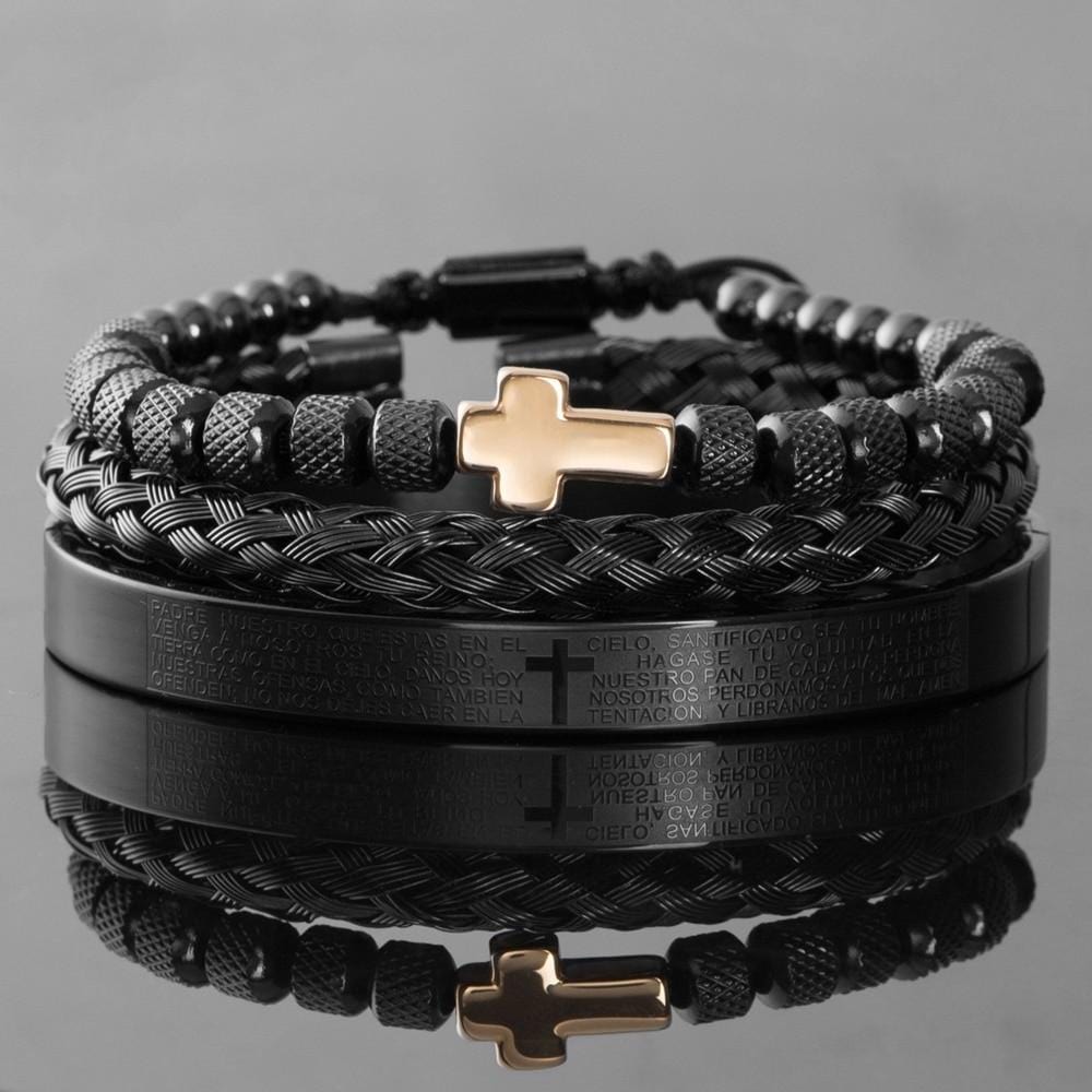 Men's Cross Bracelet 3-Piece Set-BUNNYKACHU
