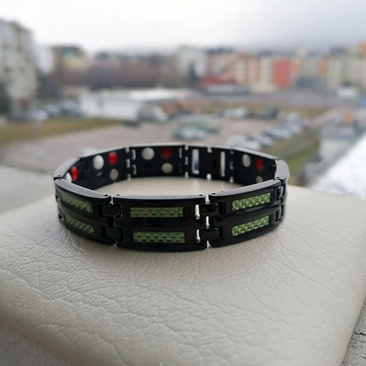 Black Titanium Magnetic Carbon 4 Elements Carbon Fiber Bracelet-BUNNYKACHU