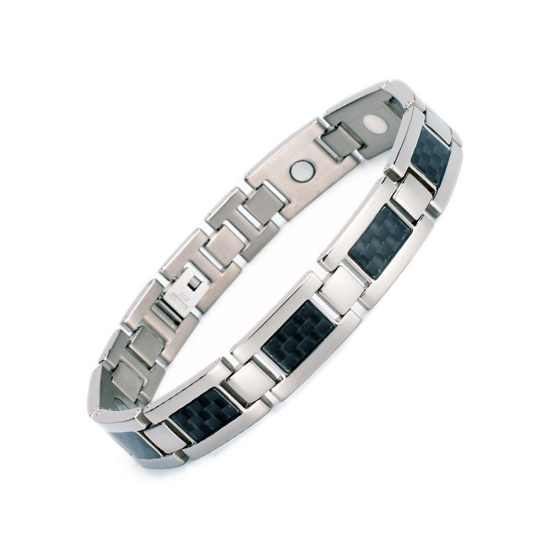 Titanium steel magnetic healing stone carbon fiber energy bracelet-Steel color-BUNNYKACHU