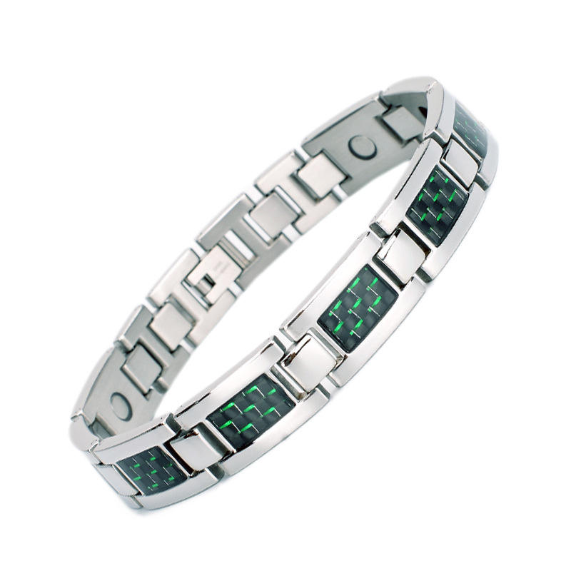 Titanium steel magnetic healing stone carbon fiber energy bracelet-Steel color-BUNNYKACHU