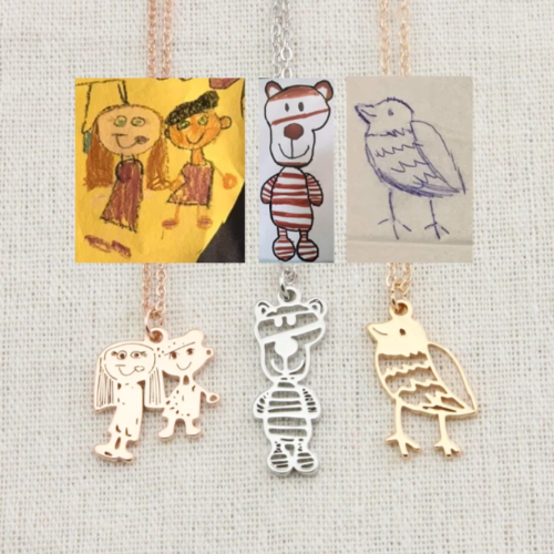 Personalized Kids Drawing Necklace-BUNNYKACHU