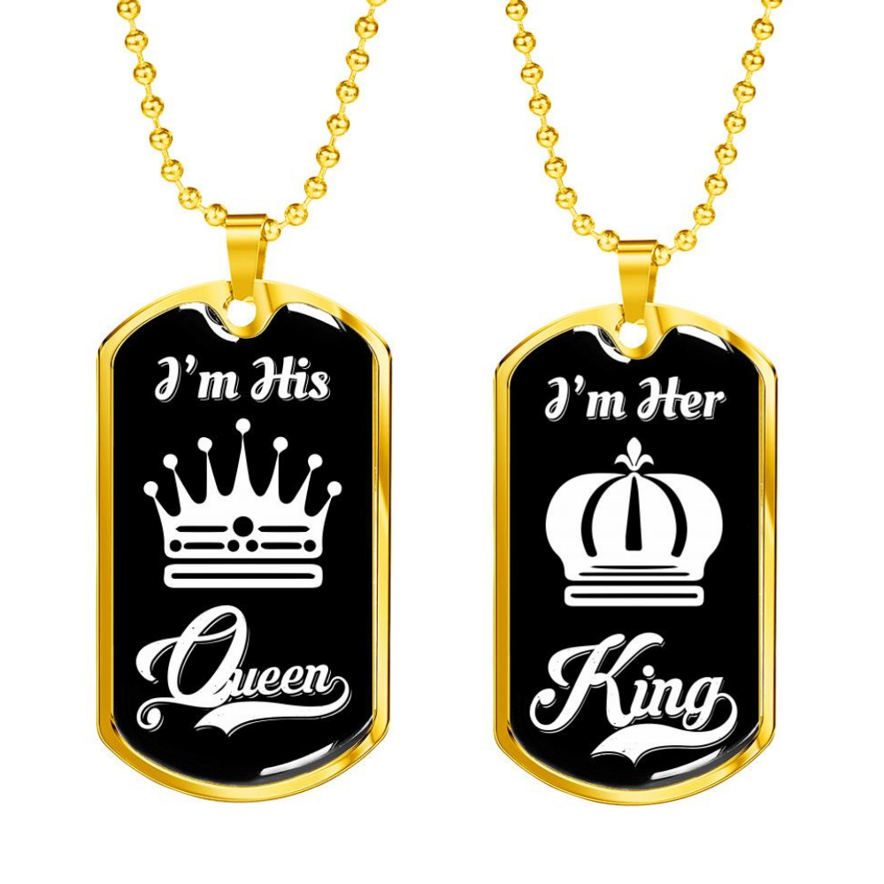 LUXURY DOG TAG NECKLACE BUNDLE; I Am His Queen and I Am Her King-BUNNYKACHU