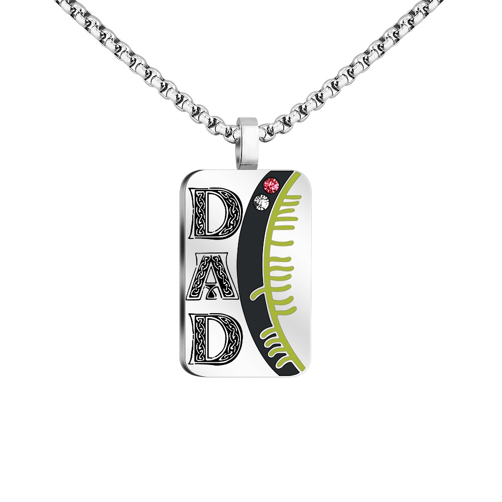 Vintage fashion personalized DAD shield diamond necklace-BUNNYKACHU
