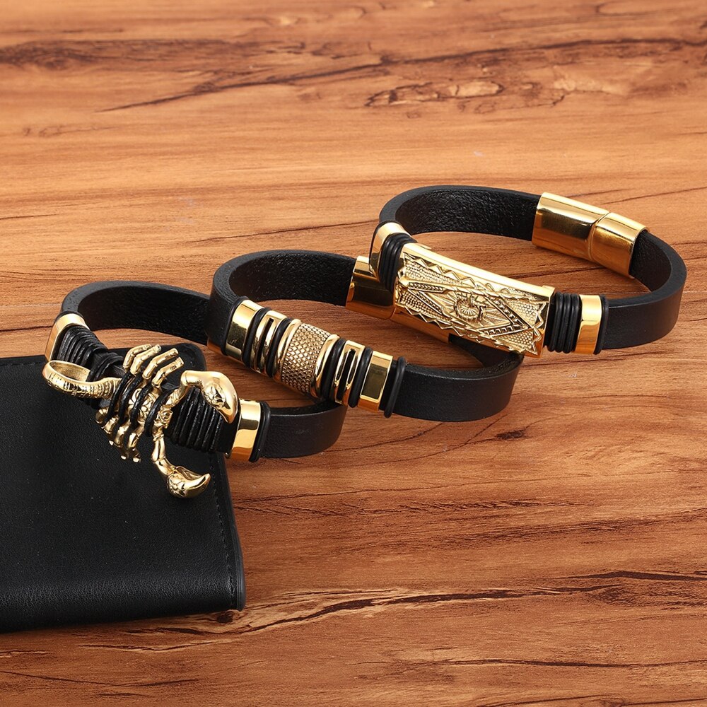 Genuine Leather Bracelet Gold-BUNNYKACHU