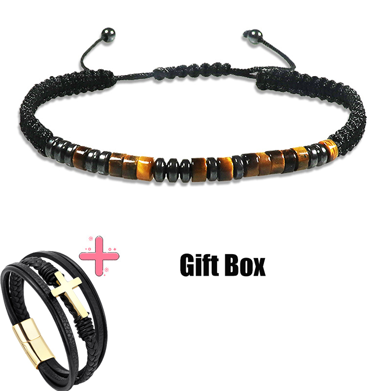 Give my grandson a prayer through it leather cross bracelet -BUNNYKACHU