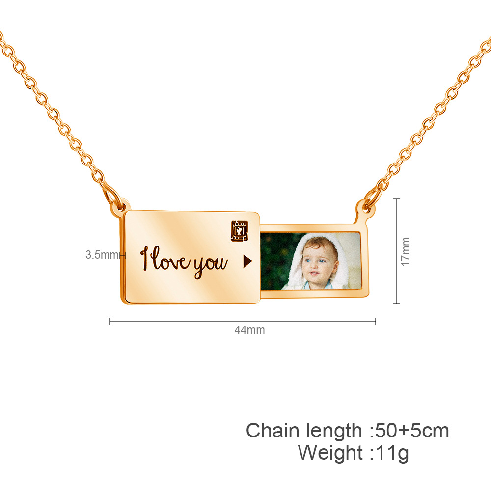 Personalized Necklace - Engraved Picture Text-BUNNYKACHU