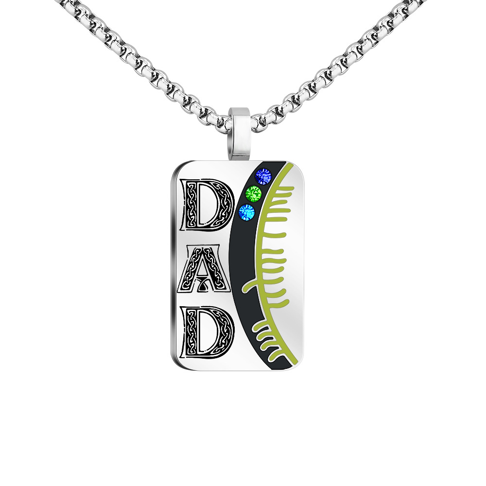 Vintage fashion personalized DAD shield diamond necklace-BUNNYKACHU