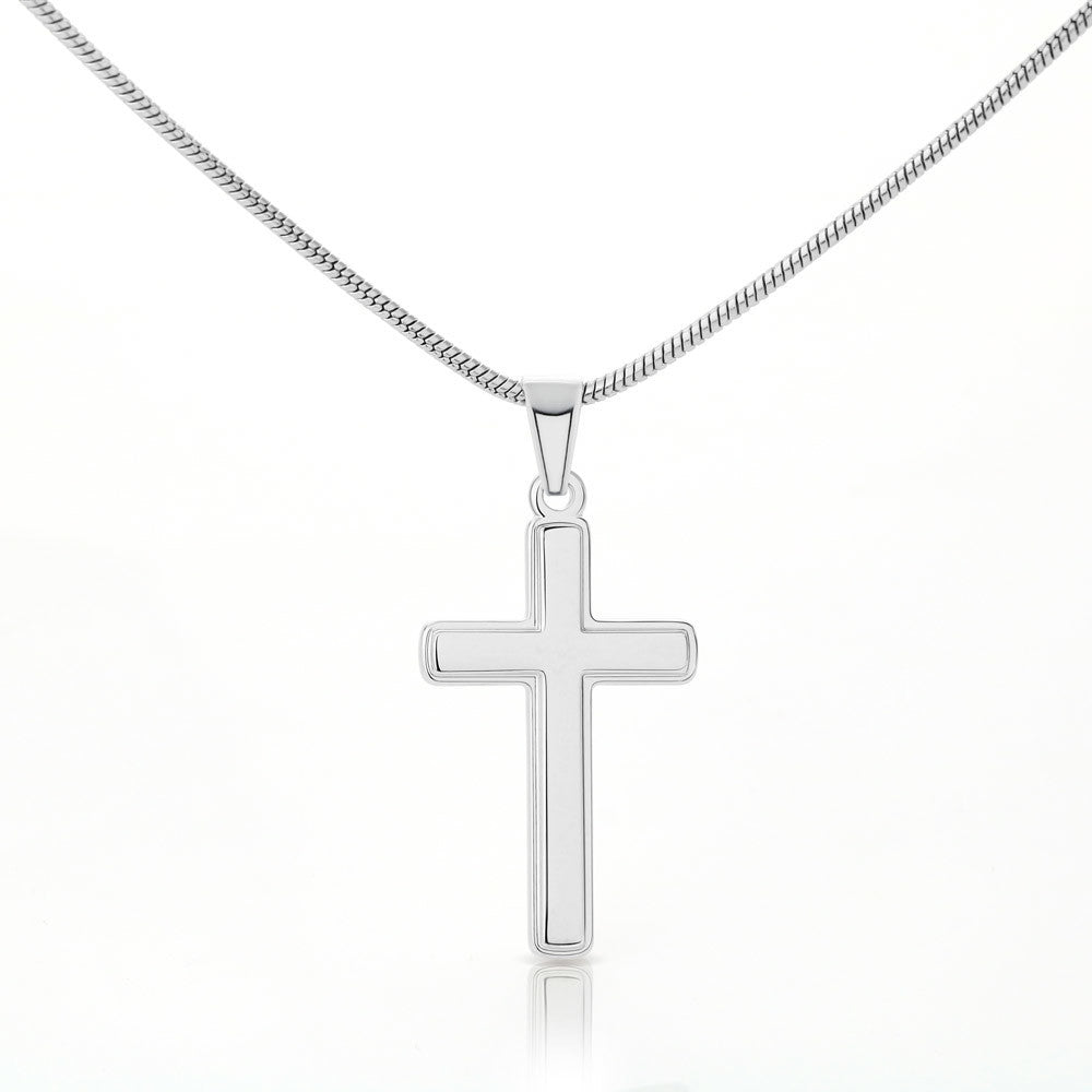 To My Bonus Dad, Thank You For Being My First Teacher - Personalized Cross Necklace-BUNNYKACHU