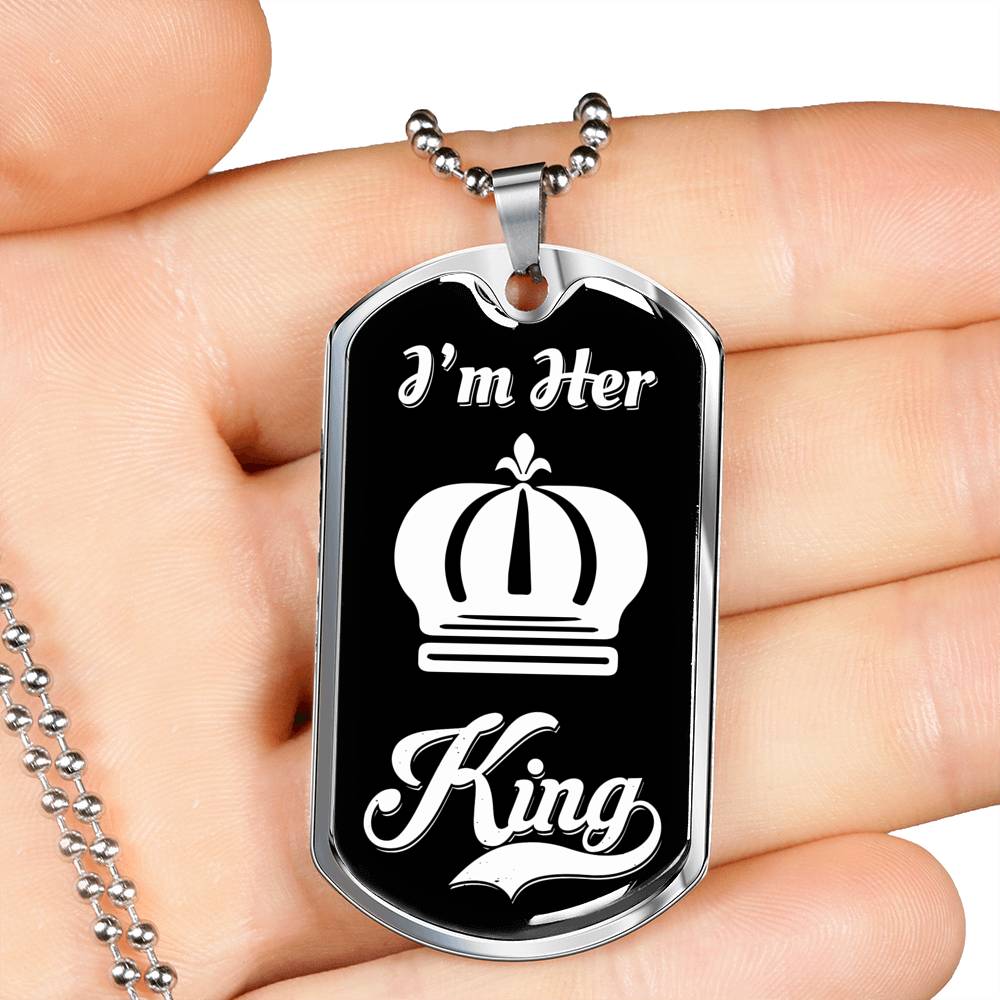 I Am Her King; Luxury Dog Tag Necklace-BUNNYKACHU