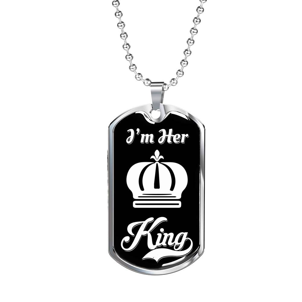 I Am Her King; Luxury Dog Tag Necklace-BUNNYKACHU