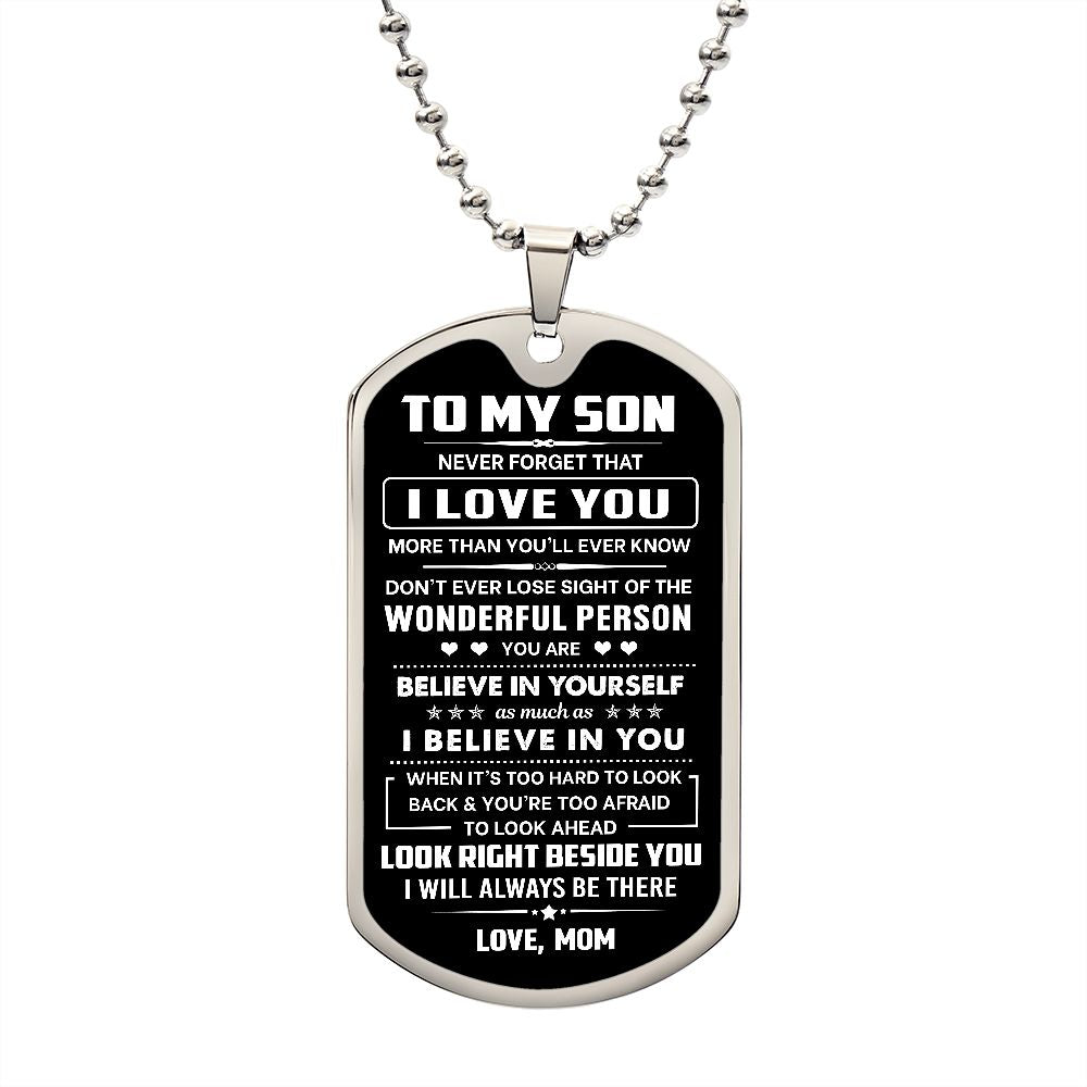 Dog Tag Son Necklace- Right Beside You-BUNNYKACHU