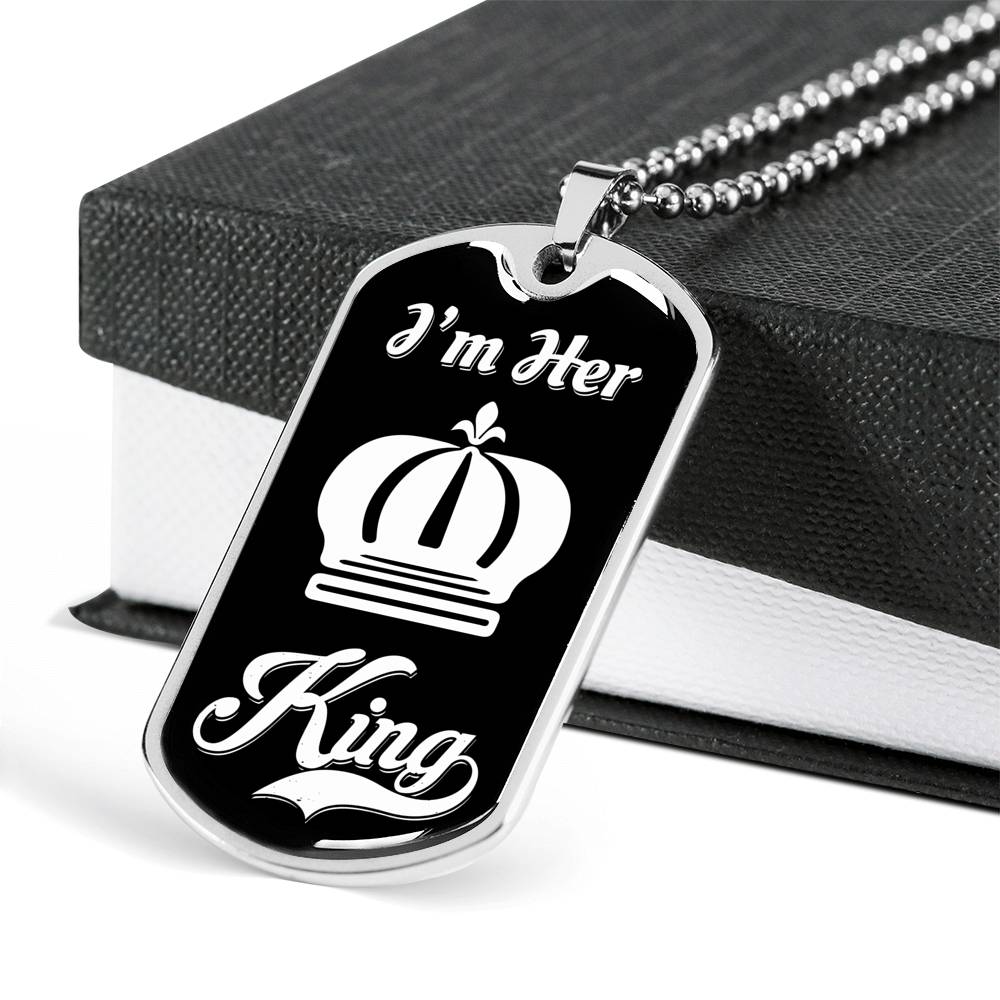 I Am Her King; Luxury Dog Tag Necklace-BUNNYKACHU