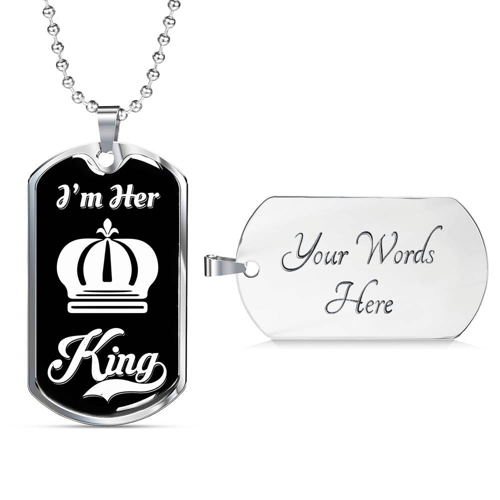 I Am Her King; Luxury Dog Tag Necklace-BUNNYKACHU