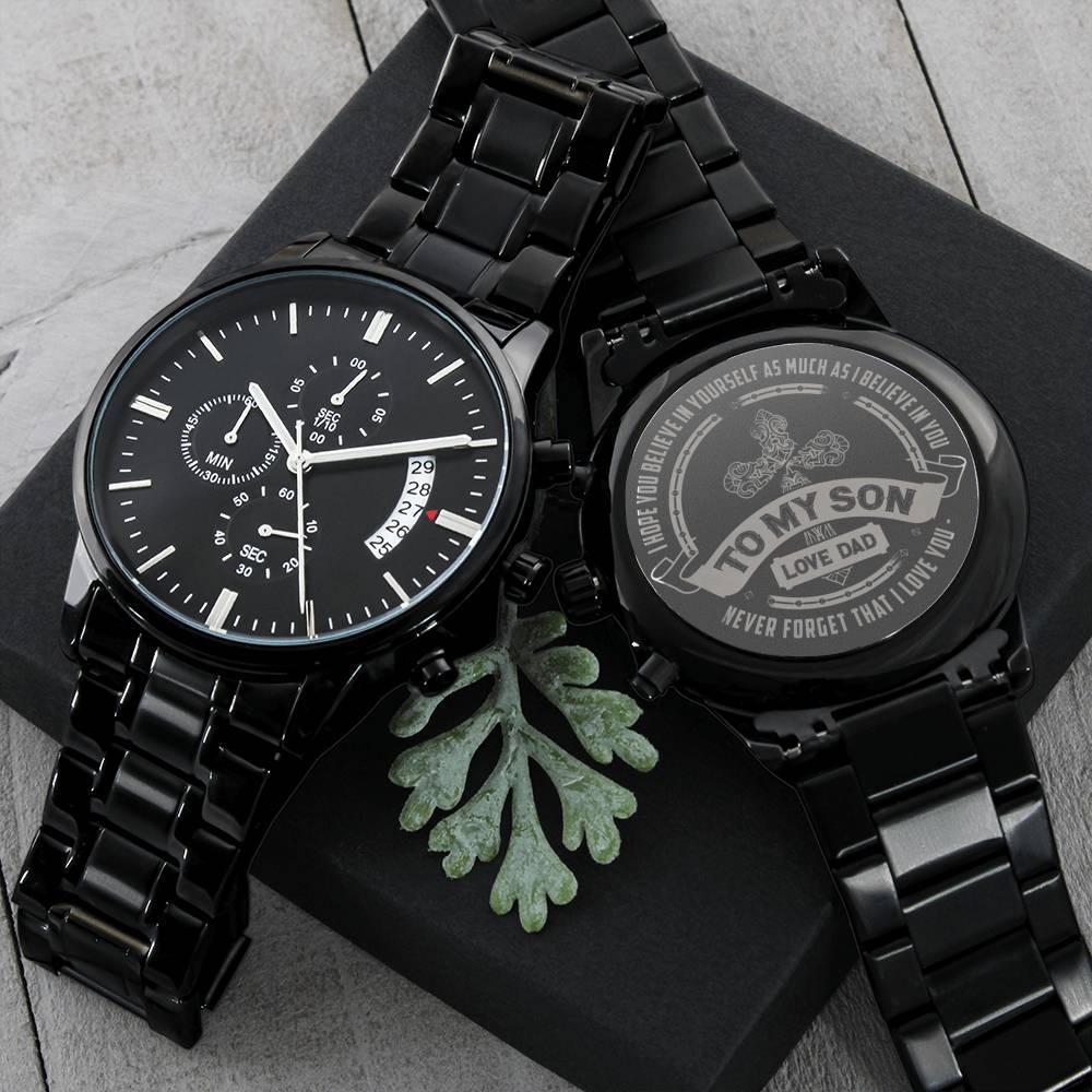 To My Son - Never Forget That I Love You - Black Chronograph Watch-BUNNYKACHU