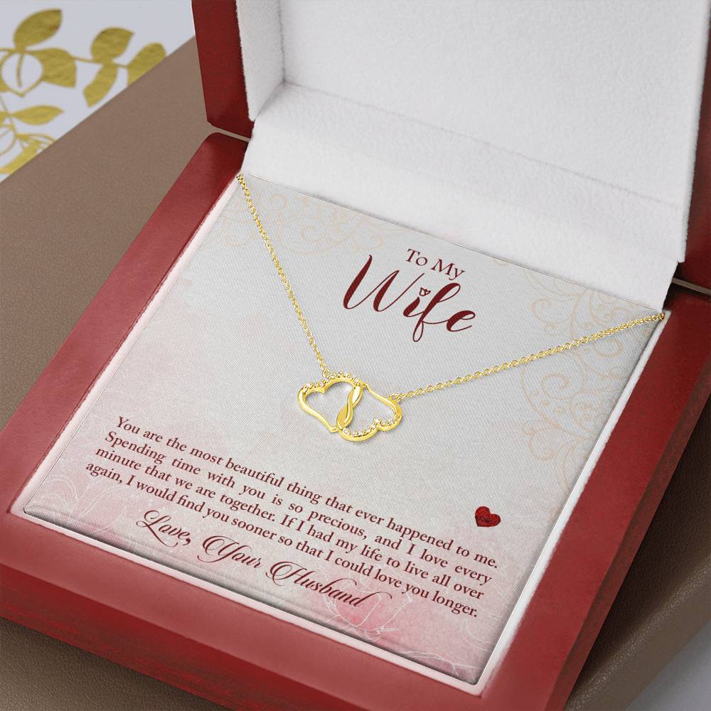To My Wife - Most Beautiful Thing Ever Happened to Me - Interlocking Hearts Necklace-BUNNYKACHU