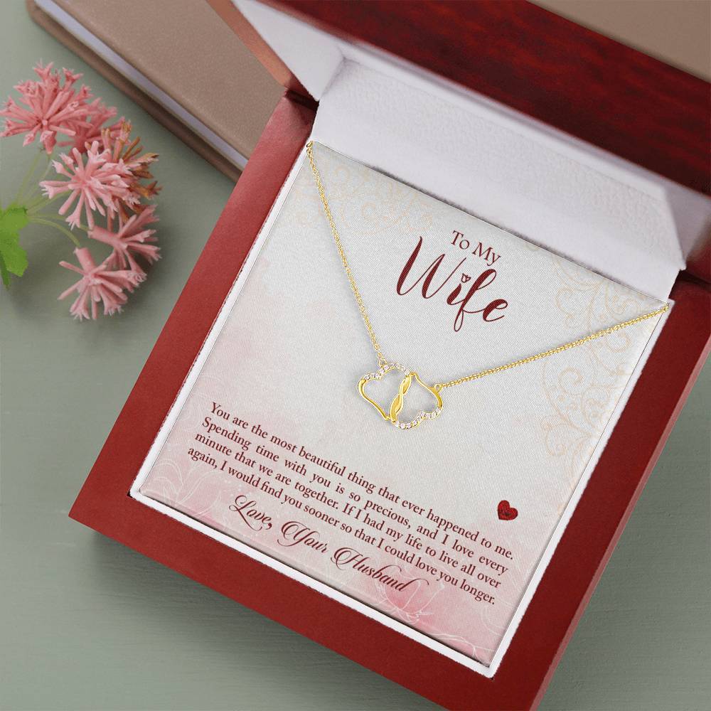 To My Wife - Most Beautiful Thing Ever Happened to Me - Interlocking Hearts Necklace-BUNNYKACHU