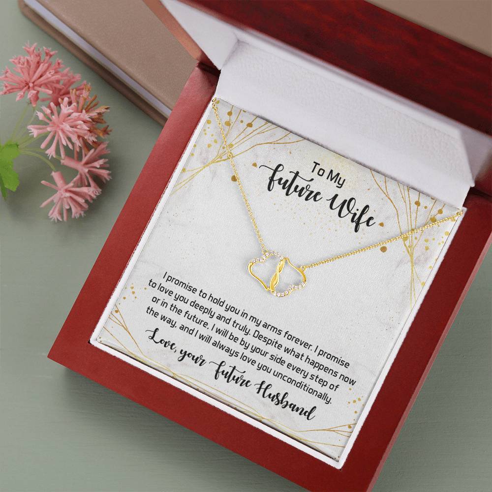 To My Future Wife - I hold you in my arms - Interlocking Hearts Necklace-BUNNYKACHU