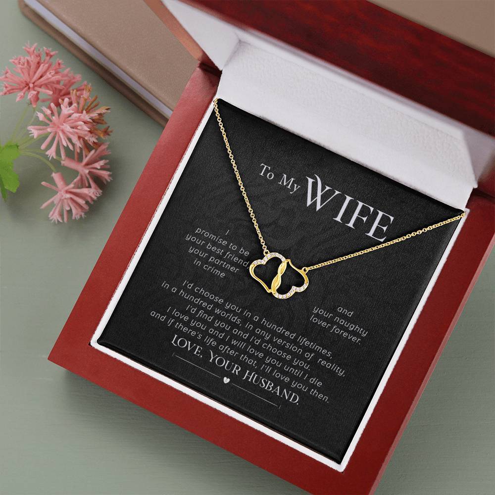 To My Wife Forever and Always Interlocking Hearts Necklace-BUNNYKACHU