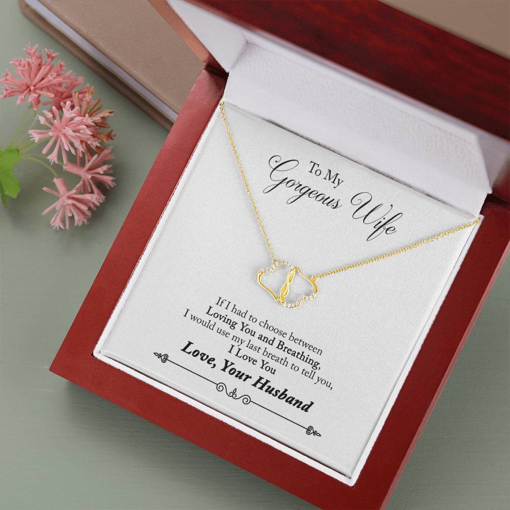 To My Gorgeous Wife Forever and Always Interlocking Hearts Necklace-BUNNYKACHU