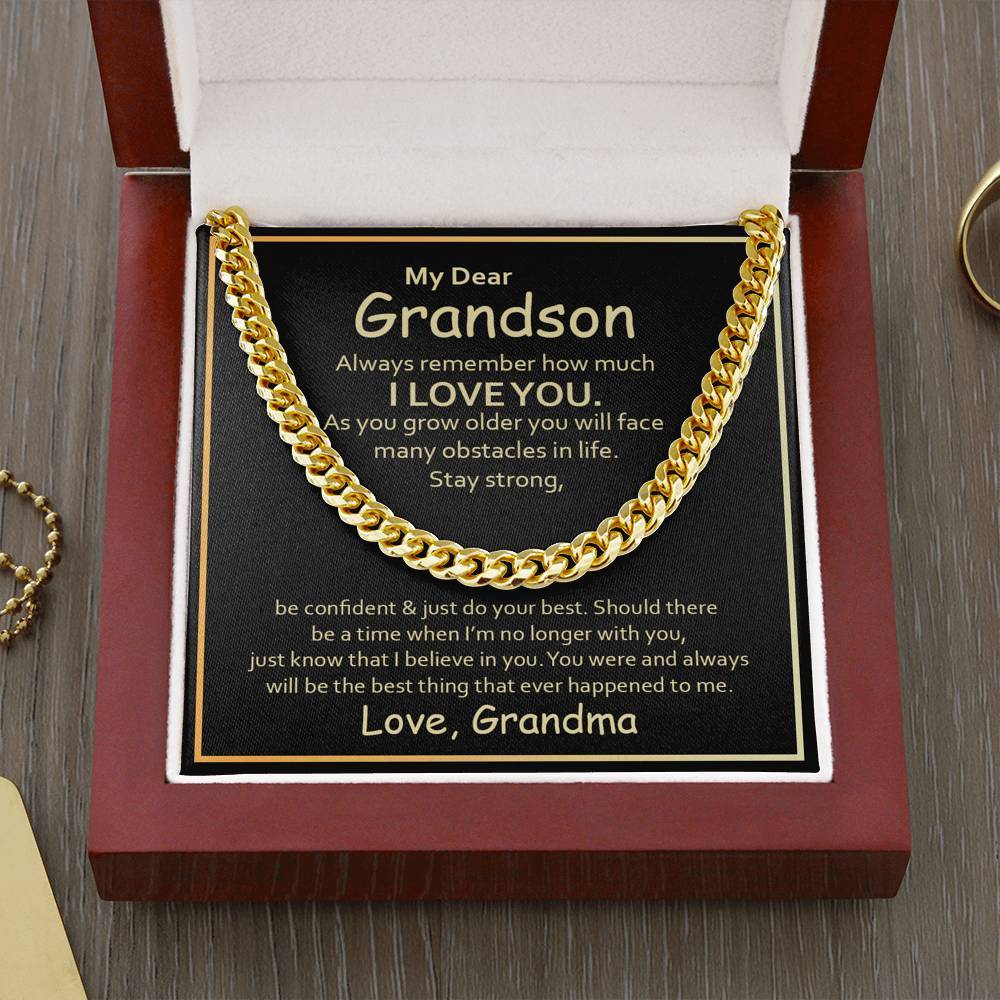 To My Grandson - Stay Strong - Cuban Link Chain Necklace-BUNNYKACHU