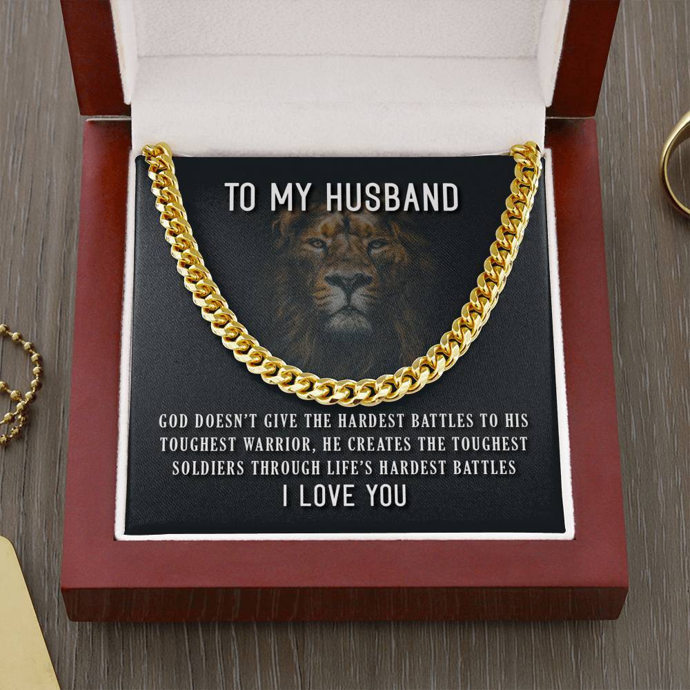 To My Husband Toughest Warrior Cuban Link Chain Necklace-BUNNYKACHU