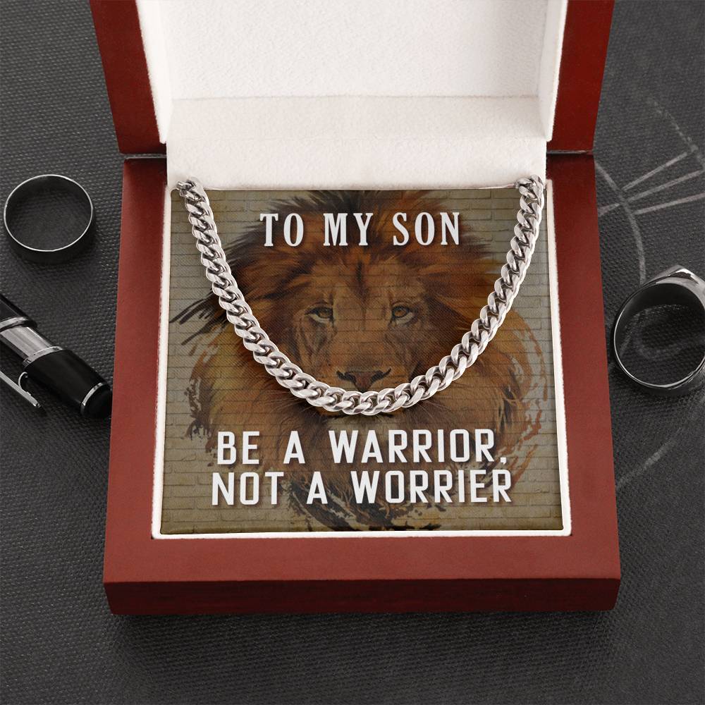 To My Son - Be a Warrior - Cuban Link Chain Necklace-BUNNYKACHU