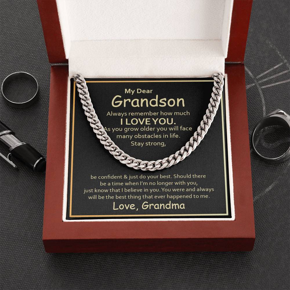 To My Grandson - Stay Strong - Cuban Link Chain Necklace-BUNNYKACHU