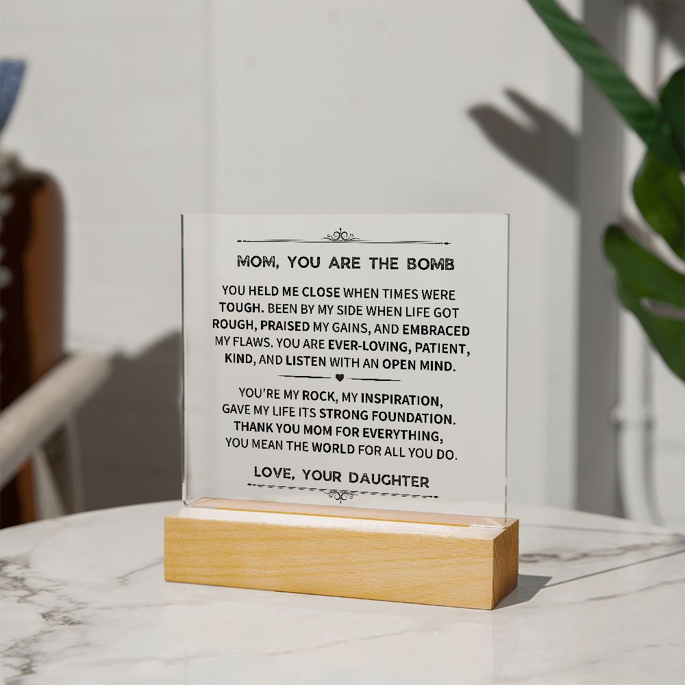 Mom Gift- Square Acrylic Plaque  - You're The Bomb-BUNNYKACHU