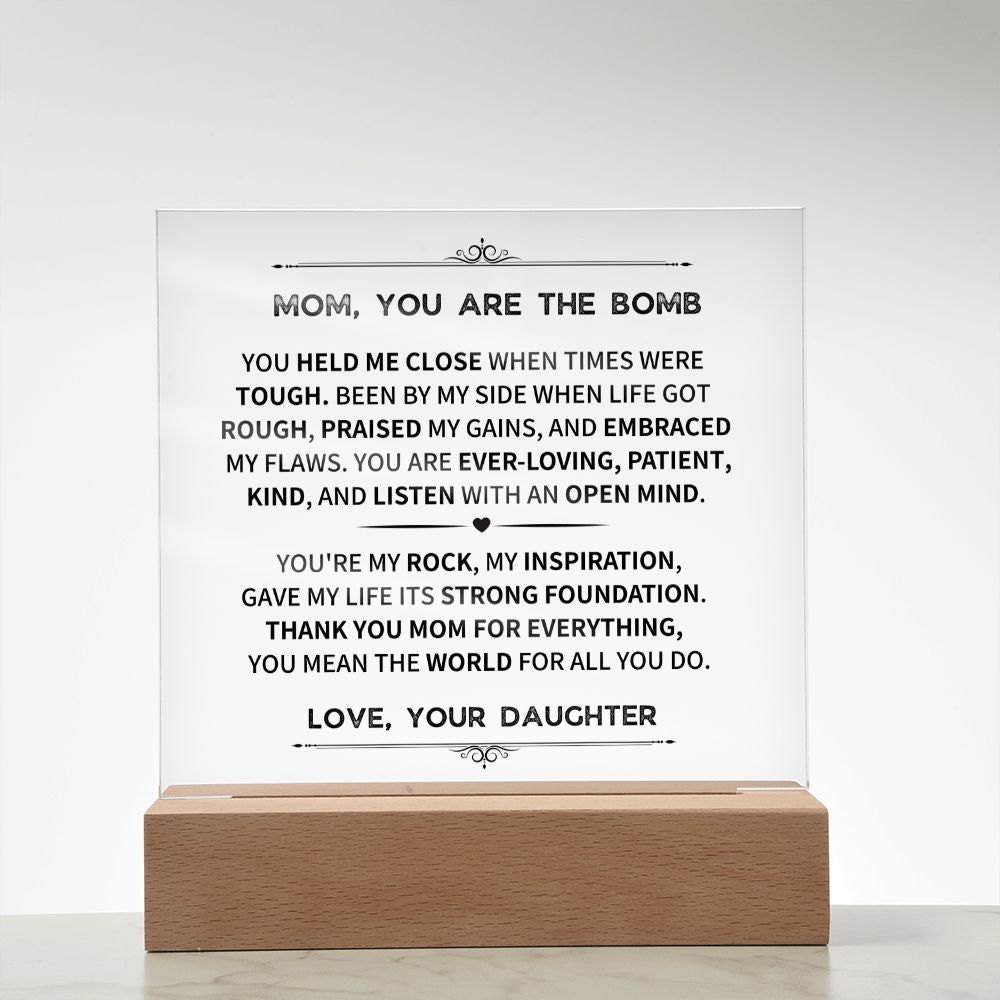 Mom Gift- Square Acrylic Plaque  - You're The Bomb-BUNNYKACHU