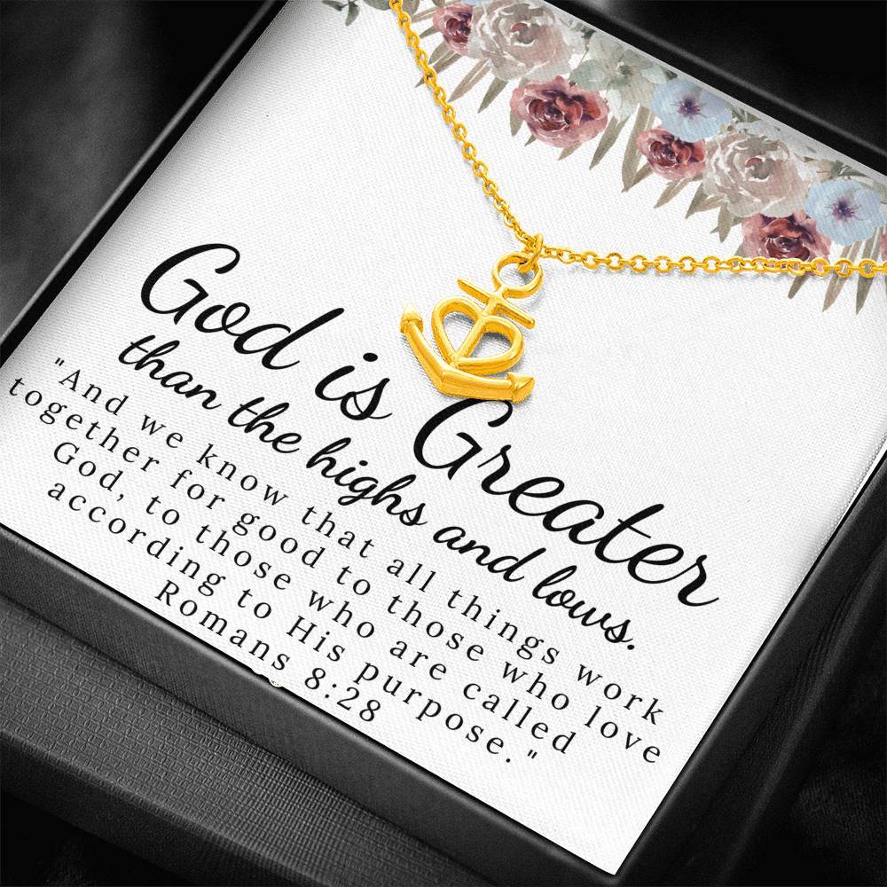 God is Greater than the Highs and Lows - Anchor Necklace-BUNNYKACHU